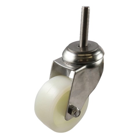 EASYROLL WHITE NYLON EXPBOLT CASTOR S/S 75MM 